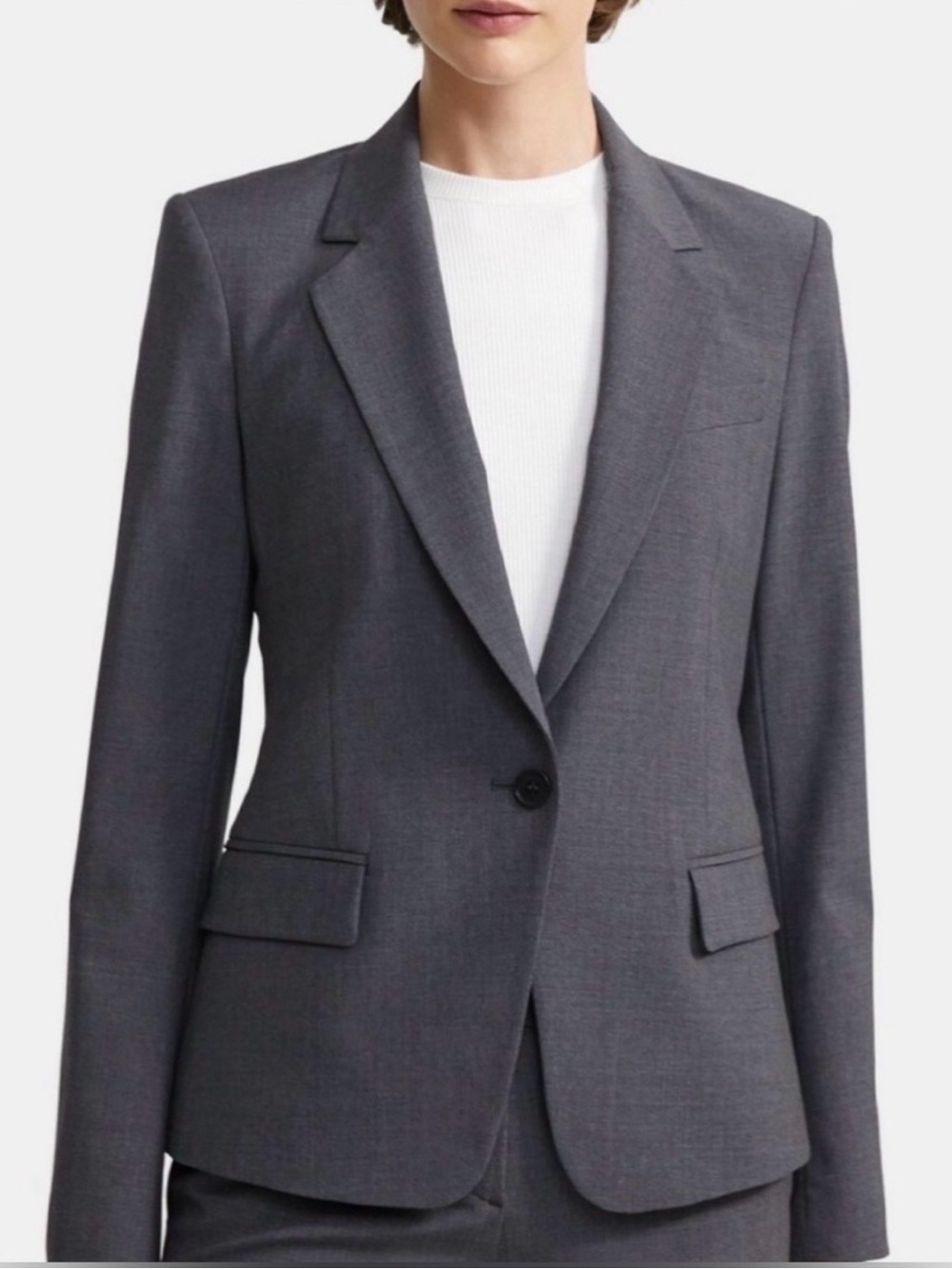 Theory Gray Gabe 2 Single-Button Tailored Blazer